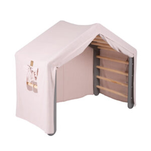 Groot grijs klimhuis met roze tent