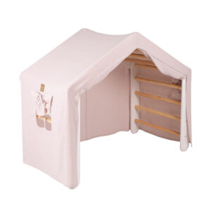 Groot wit klimhuis met roze tent