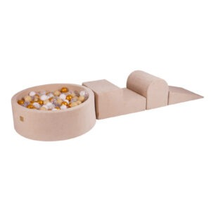 MeowBaby® fluwelen foam speelset met ballenbad – goud, beige en wit