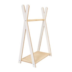 Klein wit MeowBaby tipi-kledingrek voor kinderen met onderste plank