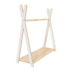 Groot wit MeowBaby tipi-kledingrek voor kinderen met onderste plank